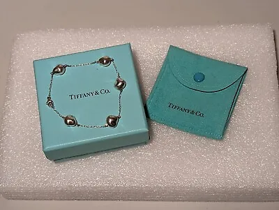 Tiffany & Co. Elsa Peretti Sterling Silver 5 Nugget 8  Bracelet With Pouch & Box • $399