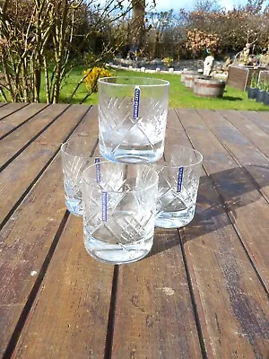 4  X LARGE EDINBURGH CRYSTAL - BROUGHTON - 9ozs OLD FASHIONED WHISKY GLASSES   • £50