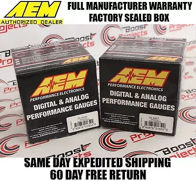 AEM 2 Digital Gauges Combo Set 52mm Oil / Fuel Pressure + Turbo Boost PSI Gauge  • $394.11