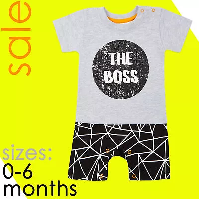 Baby Boys Newborn Short Sleeved Romper Babygrow Playsuit Summer 0-3 1 3-6 Months • £5.49