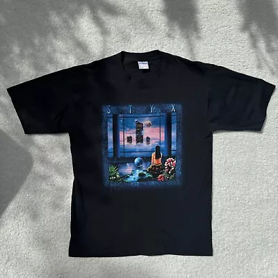 Vintage Deadstock 90s Styx Tour Shirt Brave New World '99 Single Stitch Band T L • $40