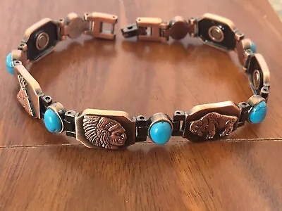 Copper Magnetic Bracelet Turquoise Stone Arthritis Pain Relieve Native American • $15.99