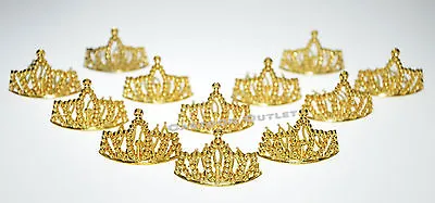 12 Princess Gold Crowns Mini Plastic Tiara Princess Birthday Favors Recuerdos  • $10.99