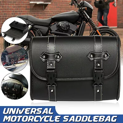 Motorcycle Side Rear Tail Seat Back Saddlebag Tool Storage Carry Bag PU Leather • $23.45