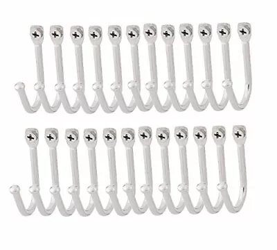 Household Metal J Shaped Hanger Hook For Keys Coats Bags Cables Silver 24 Pieces • $12.99