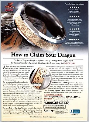 PRINT AD 2013 Stauer Men's Draco Tungsten Ring Gold Layered Celtic 7.5x10.5 • £13.03