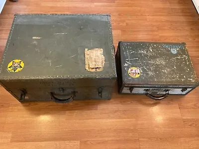 Vintage Navy Ww2 Navy Wardrobe Seapack Hartmann Trunk W/ Soldiers Name • $239.95