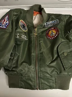 $24 • Buy Flight Jacket Aviator Bomber Top Gun Military Aeronautical Patches Kids Size 2/4