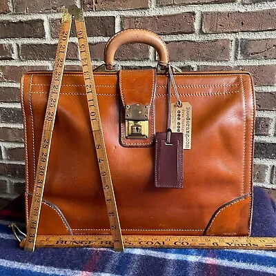 RARE VINTAGE 1940s BRITISH TAN LEATHER GLADSTONE MACBOOK PRO BRIEFCASE BAG R$998 • $387.25