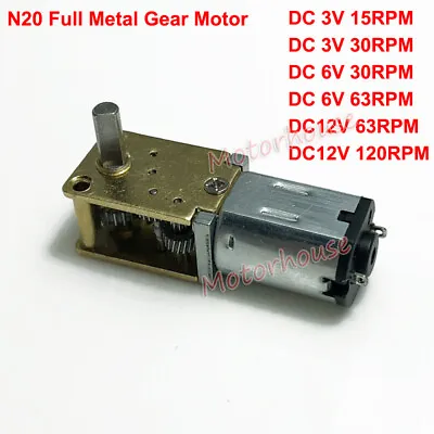 DC 3V-12V Mini Micro N20 Gear Motor Full Metal Gearbox Slow Speed DIY Robot Car • $6.98