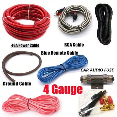 4 Gauge Car Power Amplifier Wiring Kit Audio Subwoofer AMP RCA Power Cable Sub • £17.99