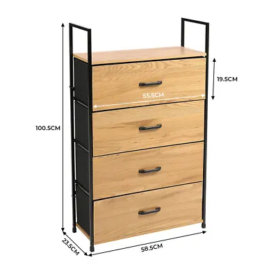 Canvas Chest Of Drawers Bedside Cabinet Table Wide Storage Bedroom Furniture NEW • £48.95