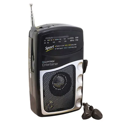 £9.49 • Buy AM/FM Portable Battery Pocket Radio & Earphones - Lloytron Entertainer *N2201BK
