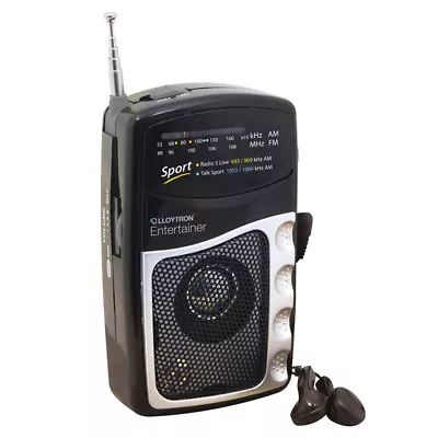 £10.99 • Buy AM/FM Portable Battery Pocket Radio & Earphones - Lloytron Entertainer *N2201BK