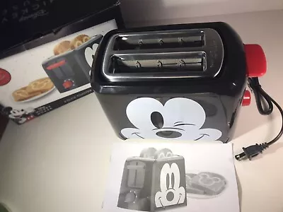 NIB Disney Mickey Mouse 2 Slice Toaster Character Imprint On Toast Black Kitchen • $27.99