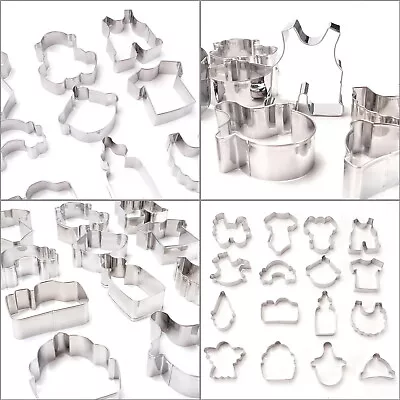 16 PCS Baby Themed Cookie Cutters Stainless Steel Baby Shower Biscuit Mold • £11.72