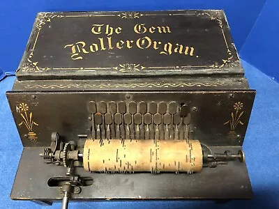 Antique GEM Roller Organ ORIGINAL Condition Painted CASE 1 Pinned Cob Crank • $335