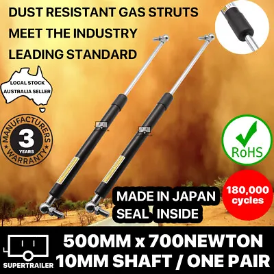 $36.95 • Buy 2x Gas Struts 500mm 700N CAMPER TRAILER CARAVAN CANOPY Toolbox STRUT 10mm Shaft