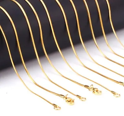 £5.19 • Buy 2mm Stainless Steel Gold Tone Flat Snake Chain Necklace Pendant 18-24  STS2FG UK