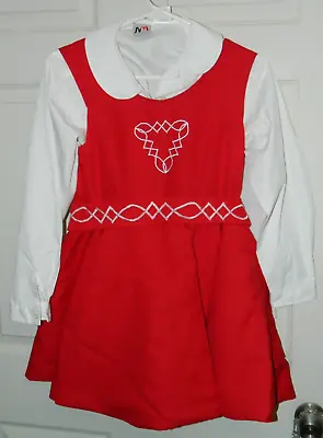 Embroidered Red W/ Black Girls Irish Step Dancing Costume W/ Cape Med. VG - Exc • $29.99