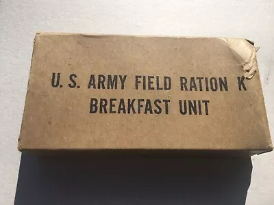 Original WW2 Unopened U.S. Army Boxed Field Ration K Breakfast Unit W/ Contents • $19.99