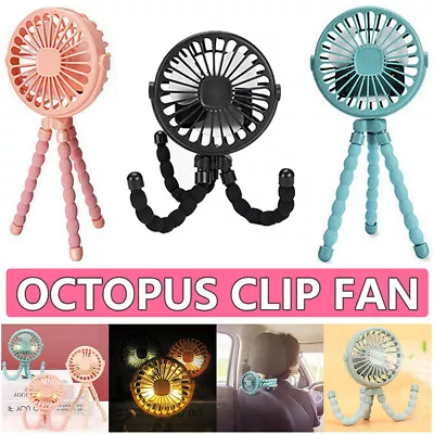 Flexible Mini Fan Portable Handheld Fans USB Stroller For Baby Octopus Clip-on • $16.89