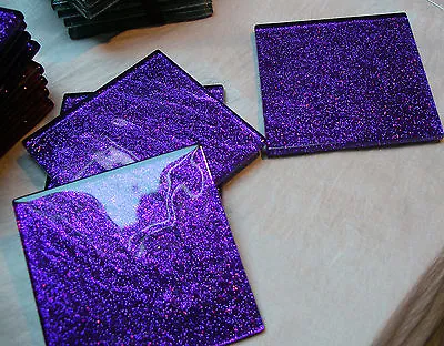 £16 • Buy Glass Coasters (set Of 4) 100mm X 100mm Glitter 6mm Thick