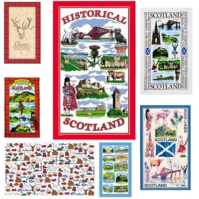 £4.49 • Buy Scotland Tea Towel Souvenir Gift Scottish Scene Landmarks Castles Tartan Stag