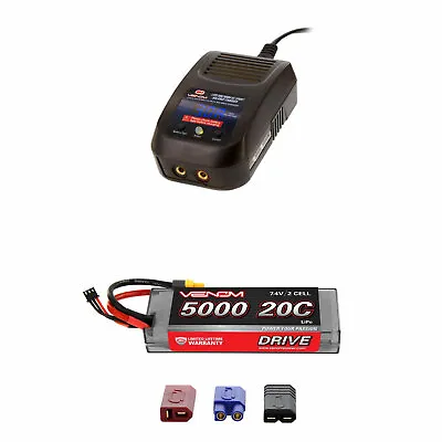 Venom 20C 2S 5000mAh 7.4V LiPo Battery With Sport Charger Combo • $88.48