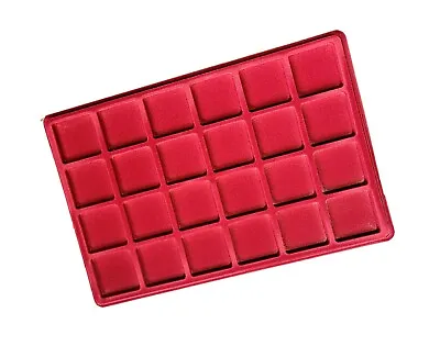 Red Coin Tray For 24 Coins Capsules Transparent Cover Space 46 X 46 Mm /P24 • £9.19