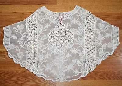 V Cristina Ivory Sheer Lace Topper Cover Up Women's Medium Victorian Wedding • $14.95