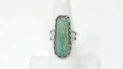 Vintage Southwestern Turquoise Sterling Silver Ring - Size 6.75 • $135