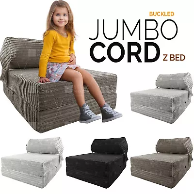 Single Chair Bed Sofa Z Bed Jumbo Cord Seat Foam Fold Out Guest Futon Kids • £53.99