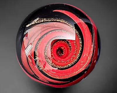 Dustin Morrell 1.9  2003 Red Vortex Contemporary Handblown Art Glass Marble • $180