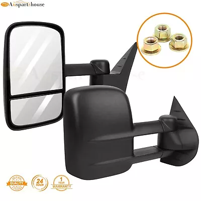 Pair Manual Towing Mirrors For 2007-2013 Chevy Silverado 1500 2500 3500 Truck • $69.28