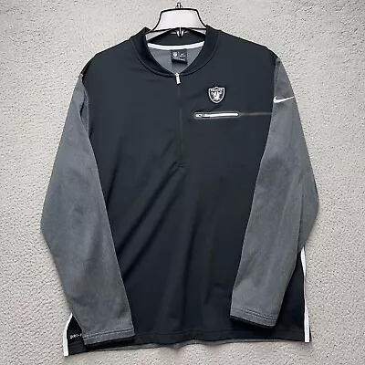 Oakland Raiders 1/2 Zip Sweater Mens XL Gray Black Nike On-Field DriFit Athletic • $34.95