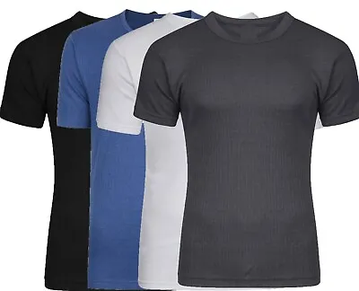 Mens Thermal Short Sleeve T Shirt Basic Winter Underwear Vest Medium Large Top • £4.85