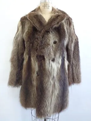 Excellent Natural Raccoon Racoon Fur Coat Jacket Men Man Sz 38 Small • $270.81