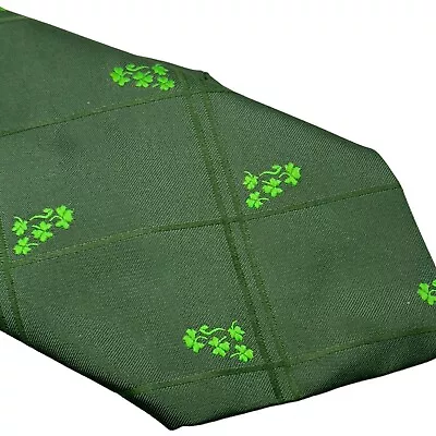 Ronell Ireland Irish Shamrock Neck Tie Green Embroidered Lucky Celtic Norte Dame • $14.99