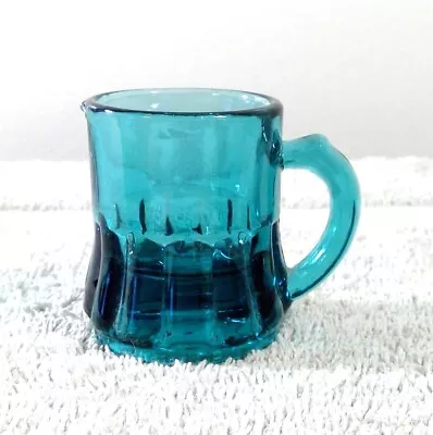 Vtg Federal Glass Mini Teal Blue Beer Mug/Stein Toothpick Hldr Shot Glass 1 7/8  • $7.50