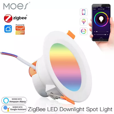 MOES ZigBee Smart LED Downlight Dimmable Spotlight Bulbs 7/10W RGB C+W Alexa APP • $292.99