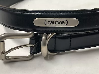 Vintage Nautica Black Italian Leather Belt ITALY Mens Size 36 • $12.49