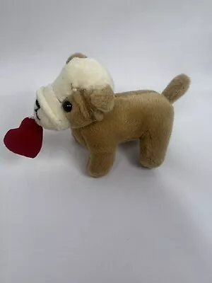 Keel Toys Vintage Small Puppy Bulldog Plush Soft Toy WithHeart ❤️ • £6.99