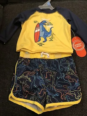 Wonder Nation Swimsuit Baby Two Piece Boy  Size 0-3m 3-6m Nwt Dinosaur • $4.99