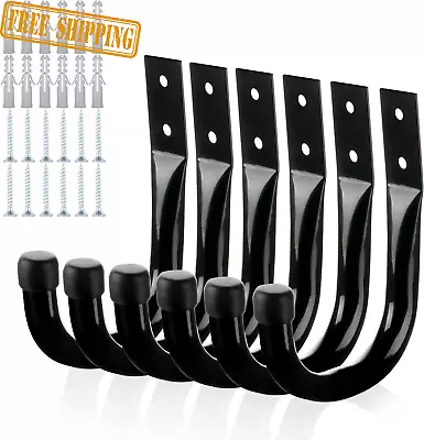 6Pcs Large Garage Storage Heavy Duty J Hooks Wall Mount Utility Hook For Hanging • $12.36