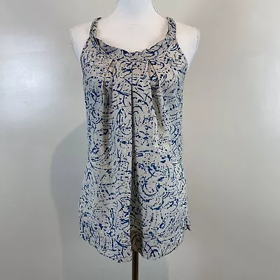 Martin And Osa Womens 4 Top Sleeveless Straps Blouse Cotton Silk Blue Beige I83 • $18.85