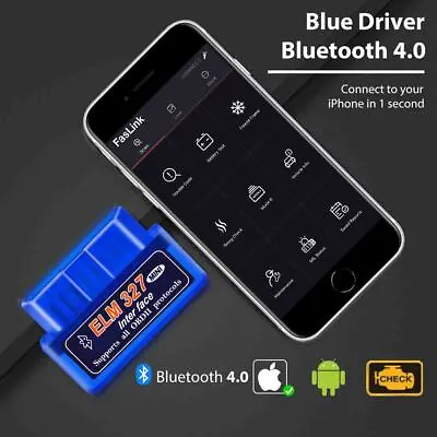 OBD2 Car Bluetooth Scanner Code Reader OBDII ELM327 Read Tool For IPhone Android • $8.98