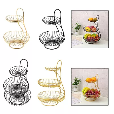 Metal Wire Fruit Bowl Basket Storage Holder Stand Kitchen Vegetable Rack • £12.31