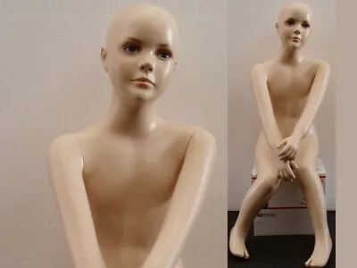 Realistic Seated Fiberglass Child Mannequin With Wig • $190