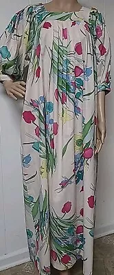 VTG Ruth Norman New York Kaftan Muu Muu House Dress Floral Comfy Lounge S • $49.95